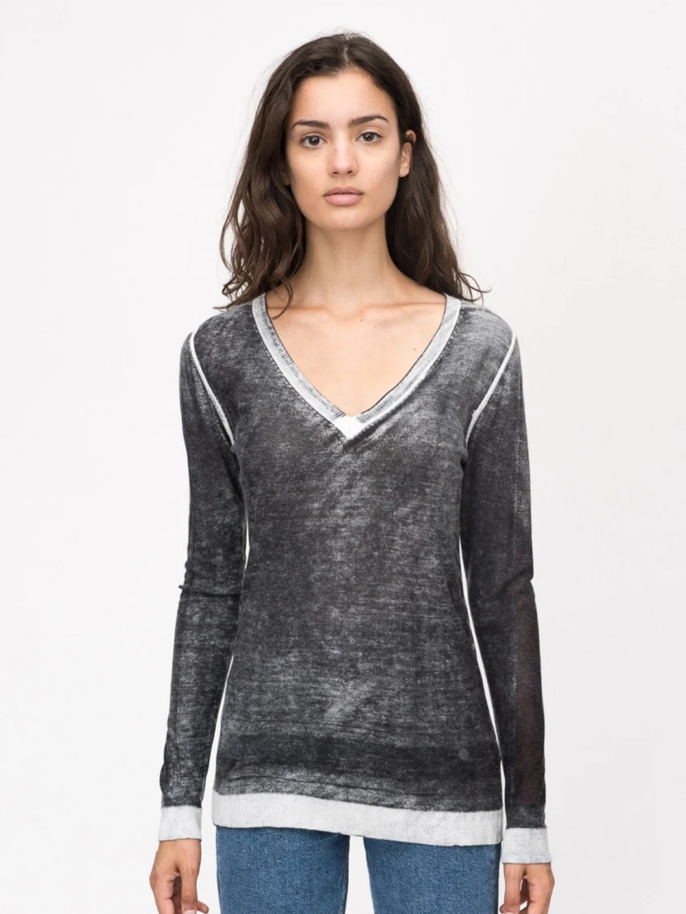 Women's Kokun Overdye V Neck Cashmere Bamboo Blend Size Small